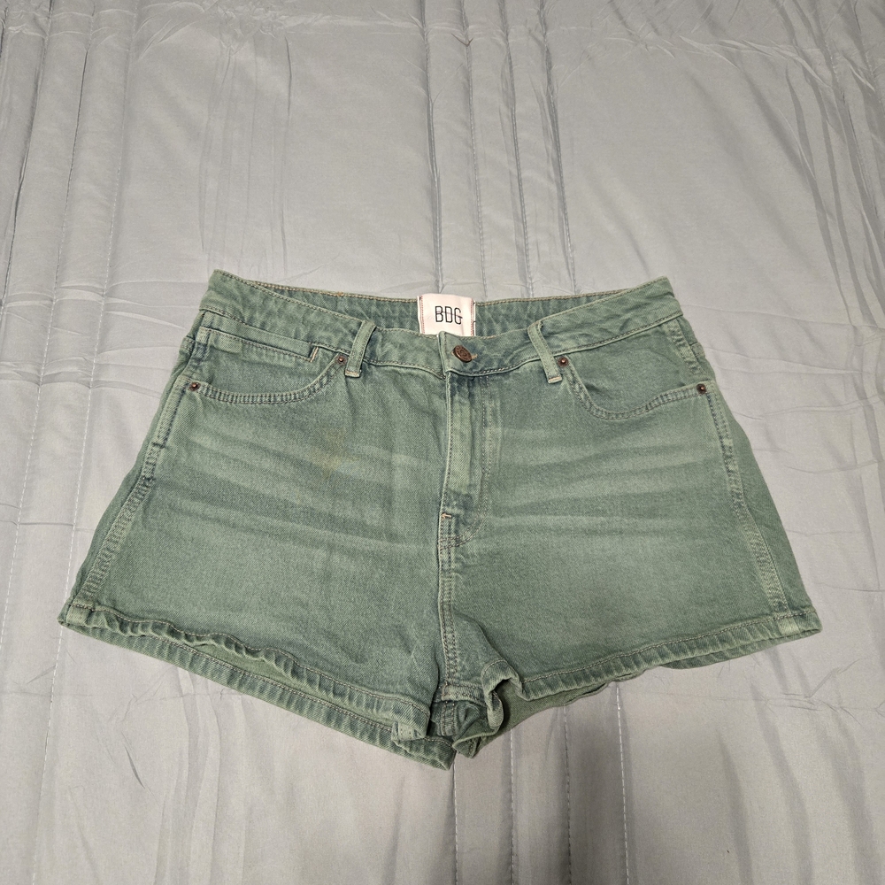 BDG Light Green Denim Shorts
